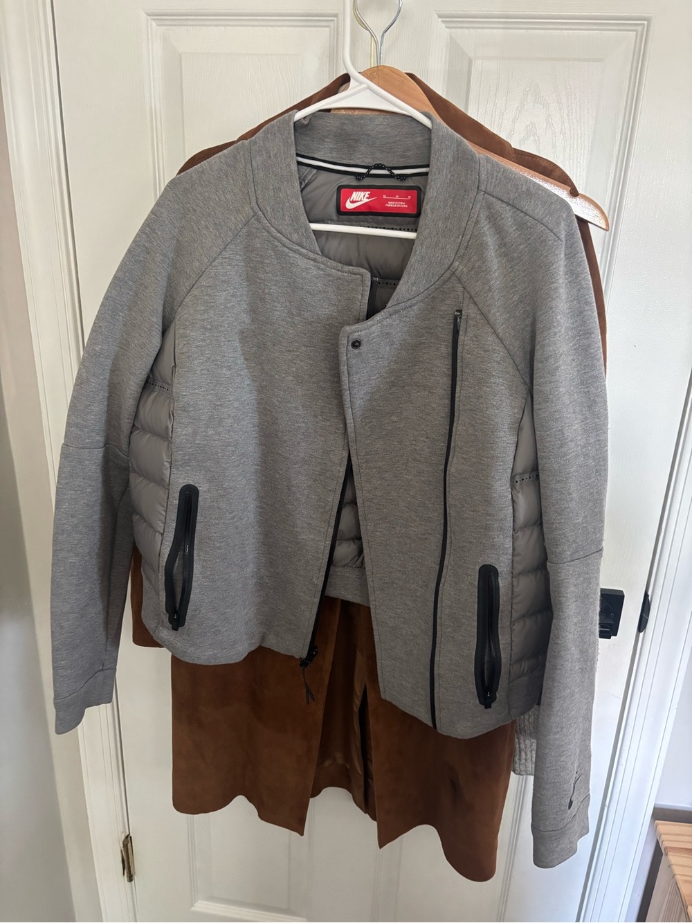 Nike Grey Zip-Front Quilted Bomber Jacket